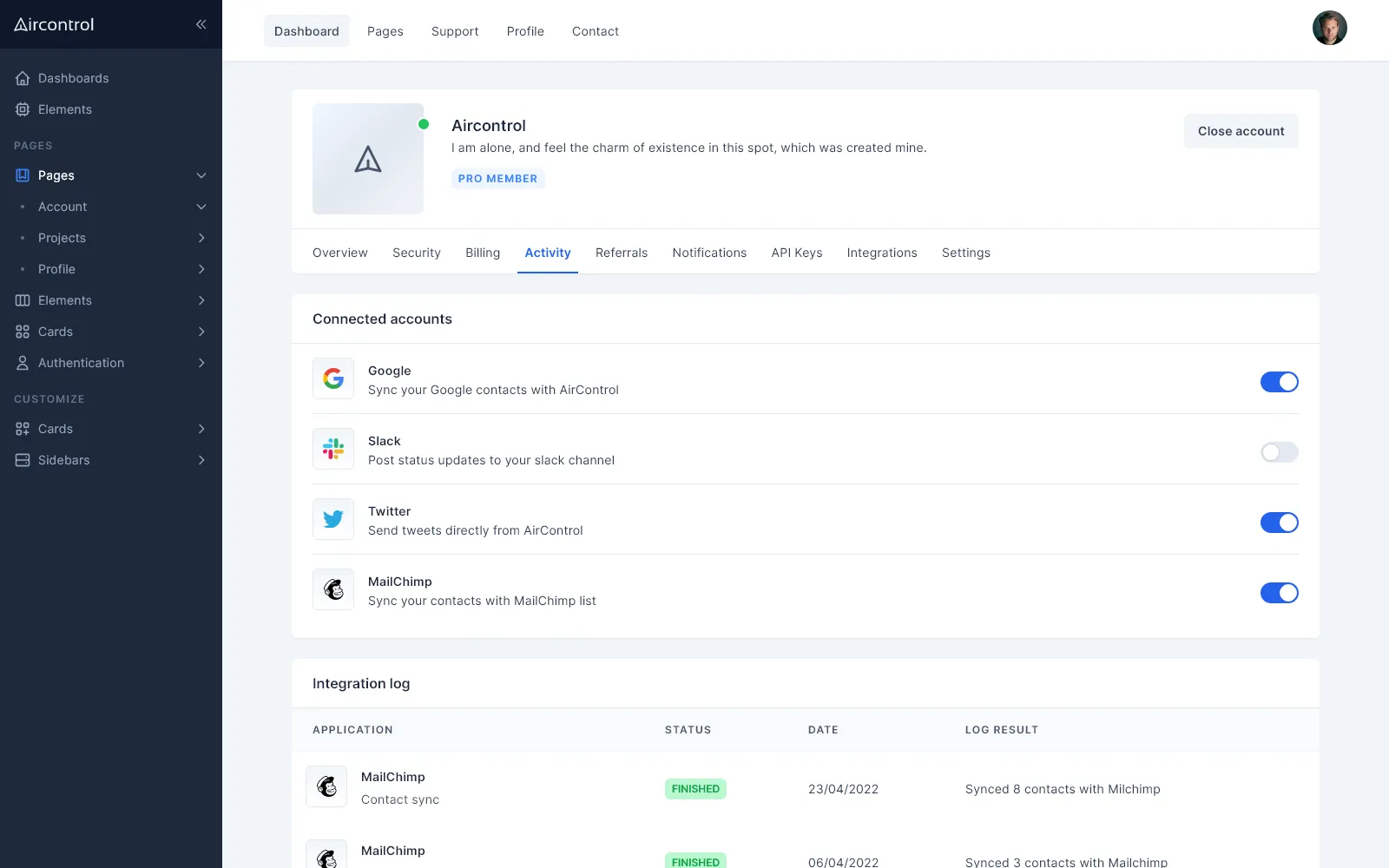 Account integrations