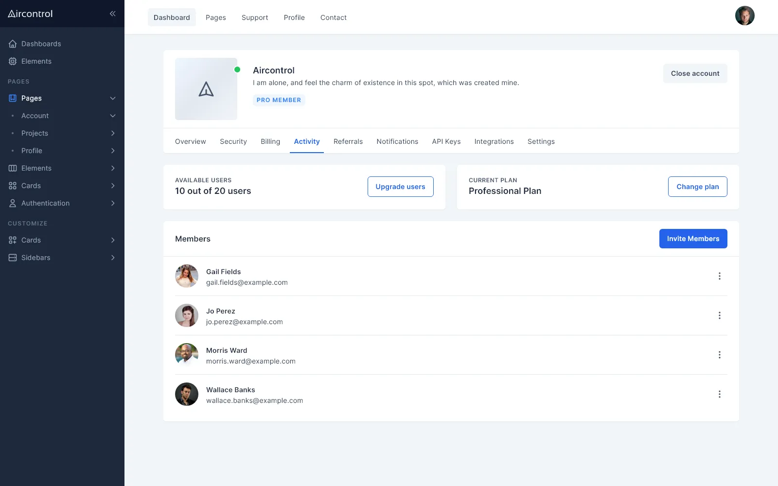 Account overview