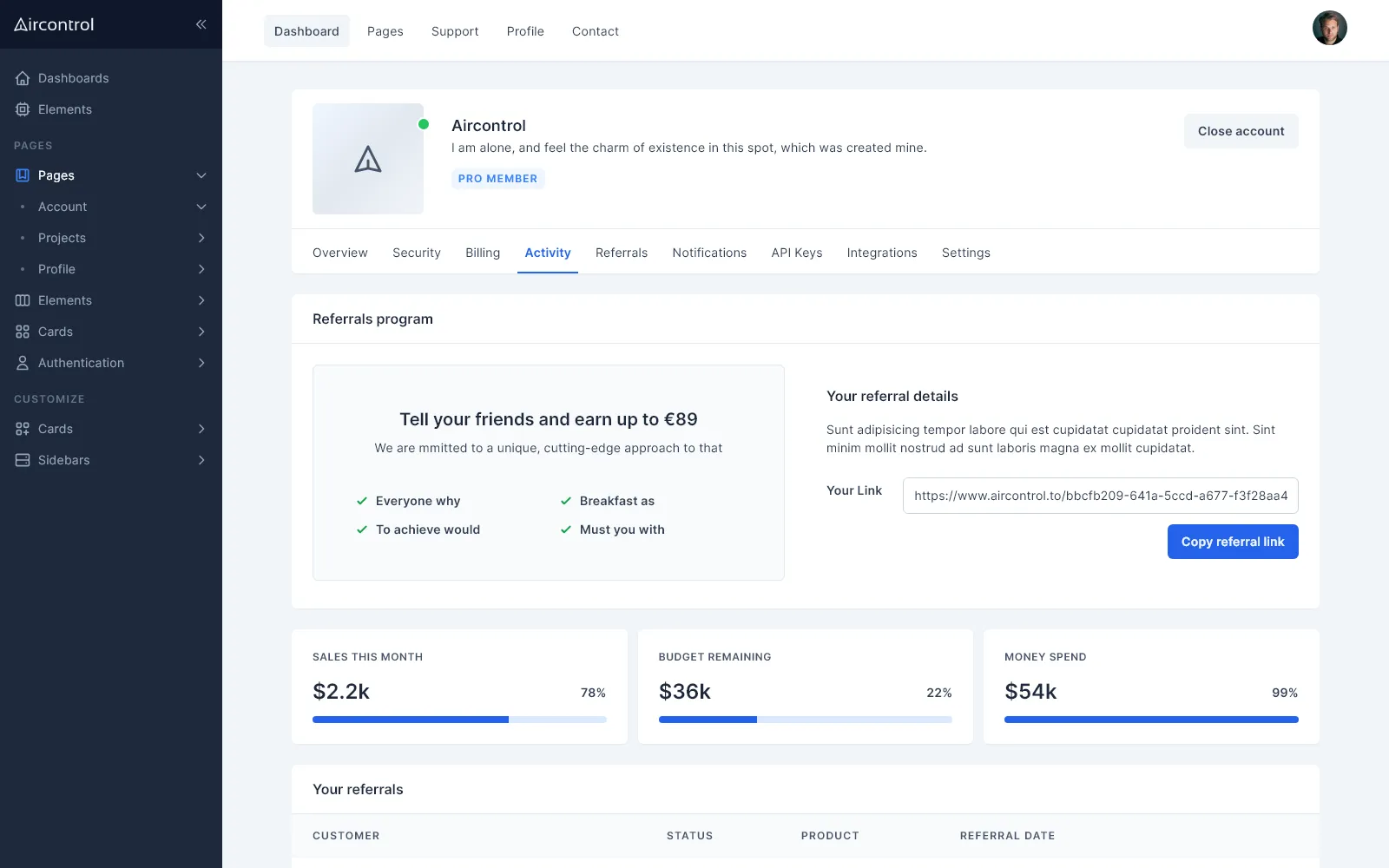 Account referrals