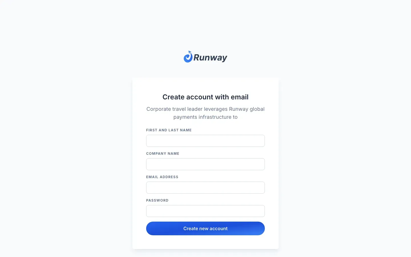 Runway: Create account