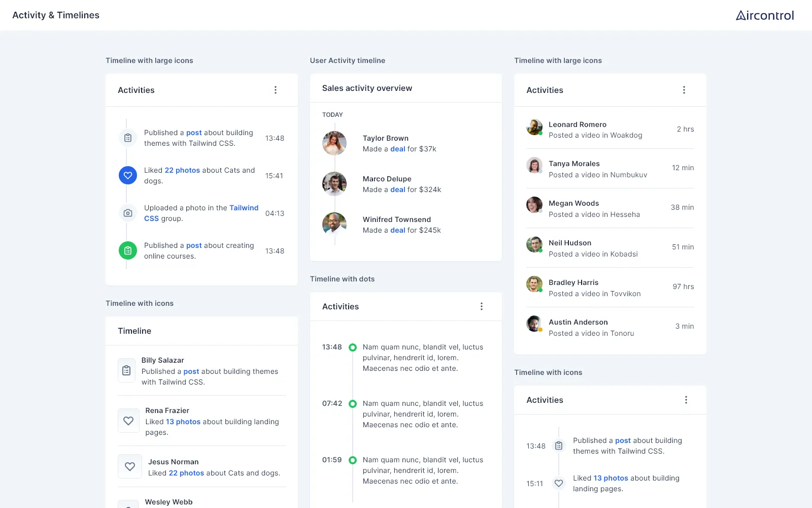 Activity timelines