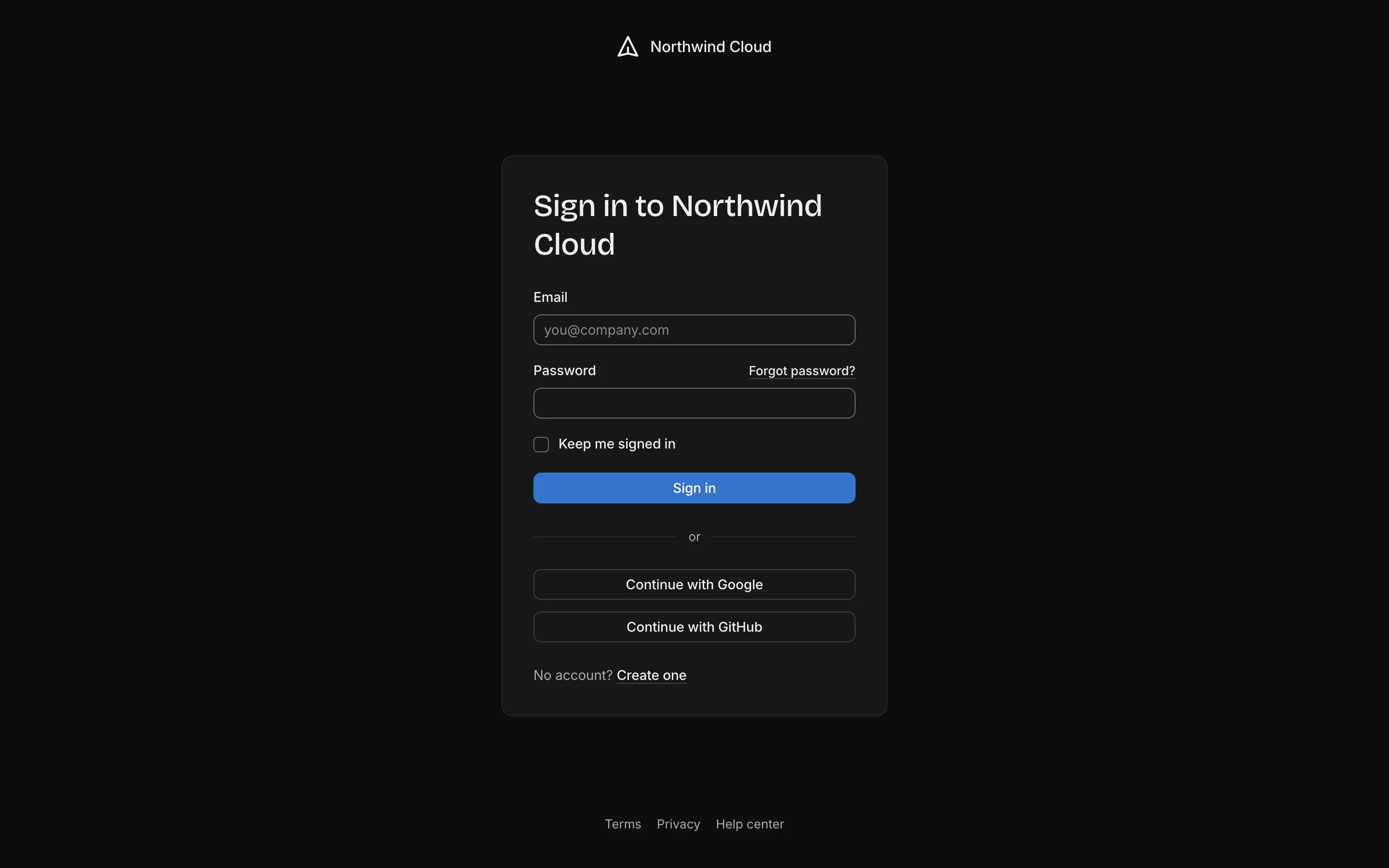 Sign in, dark mode