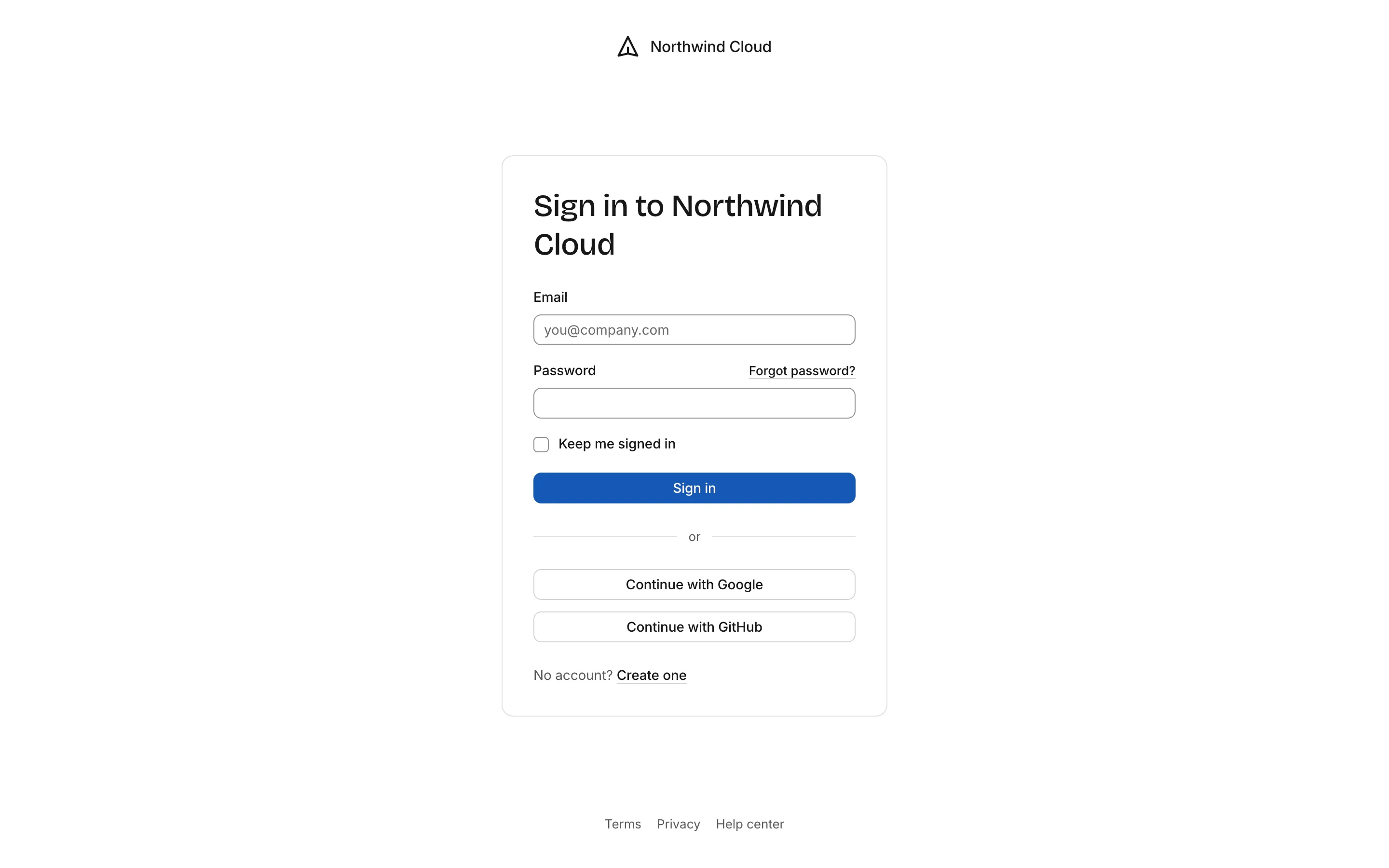 Sign in, light mode