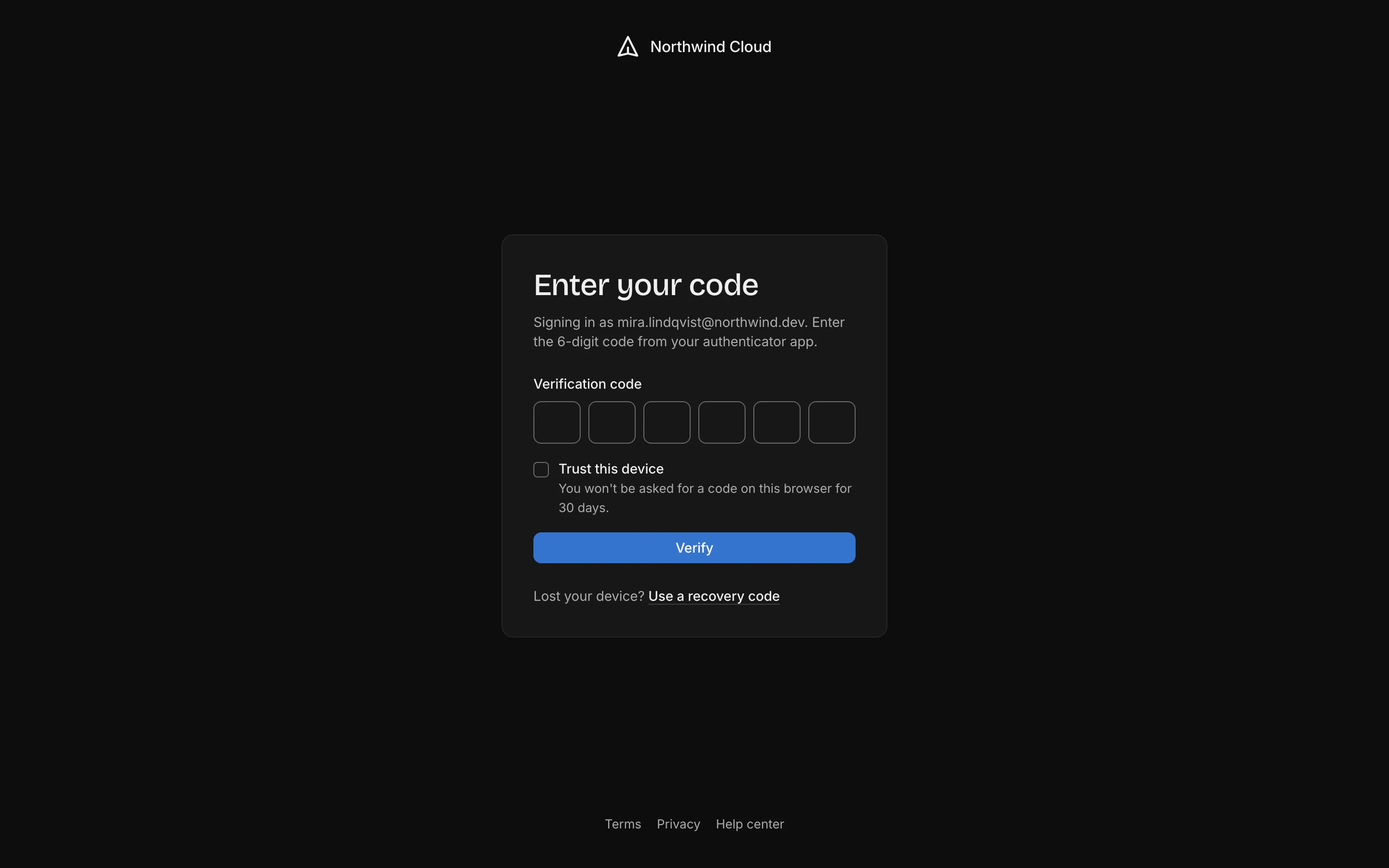 Two-factor, dark mode