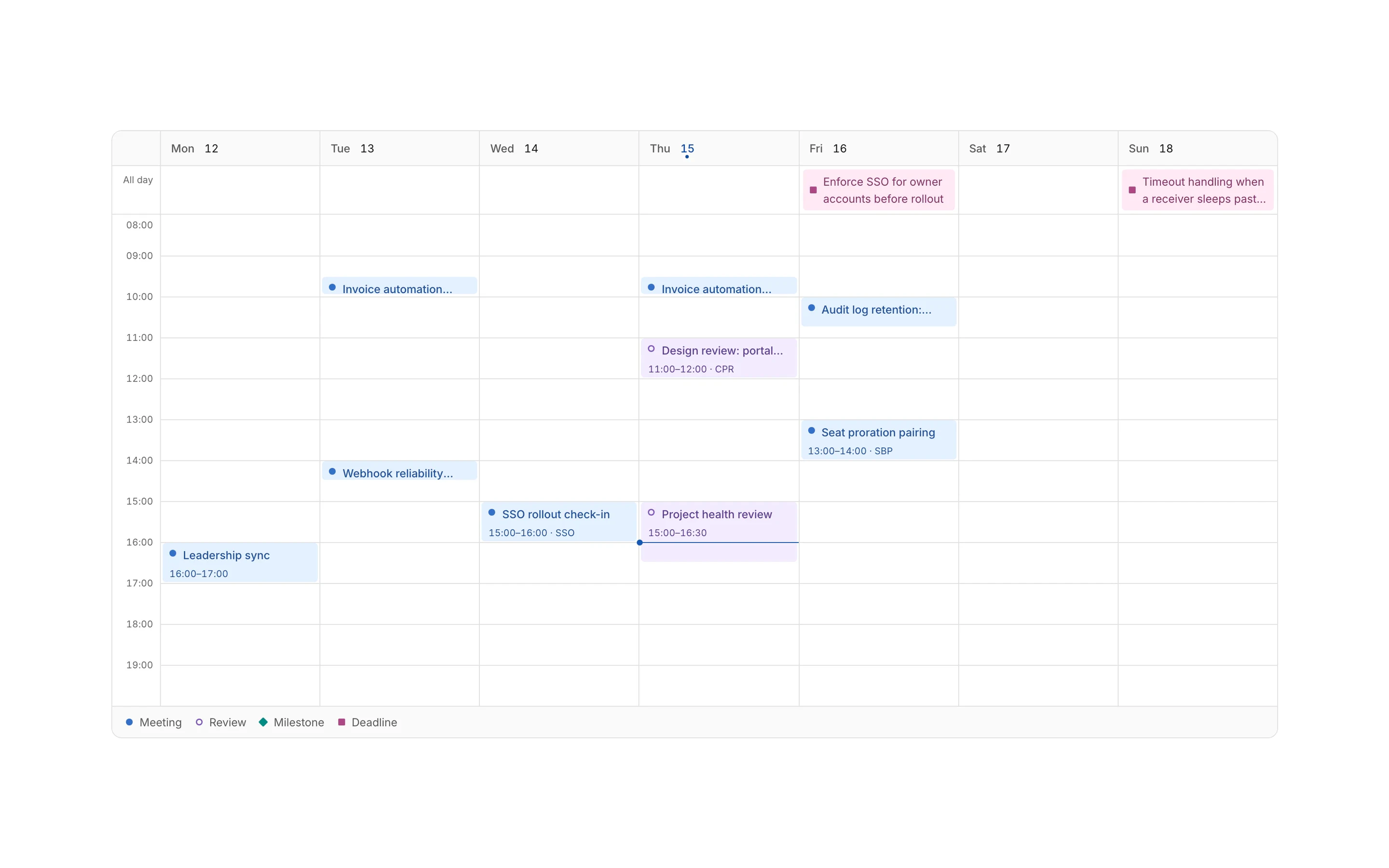 Calendar week, light mode