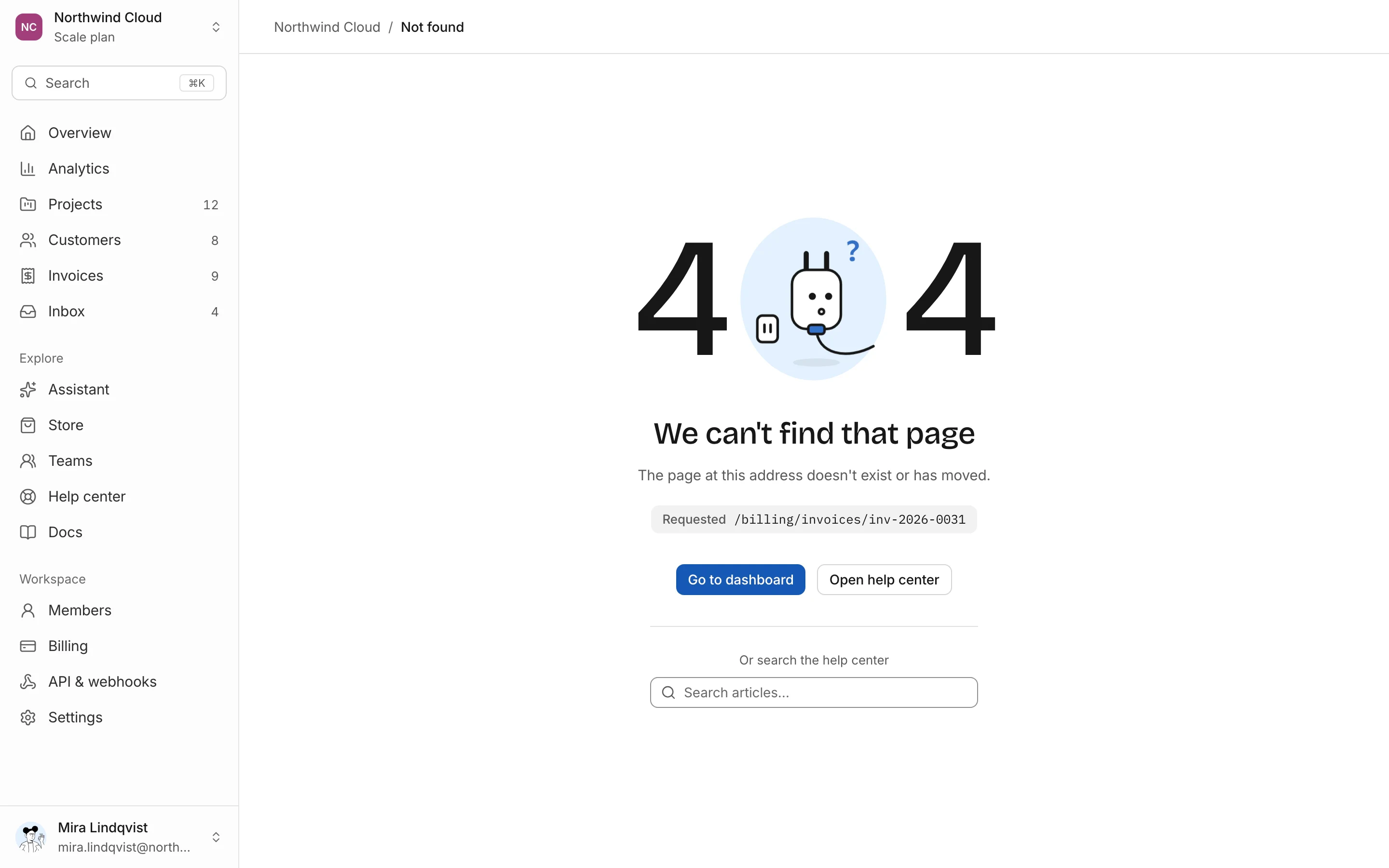Error pages, light mode