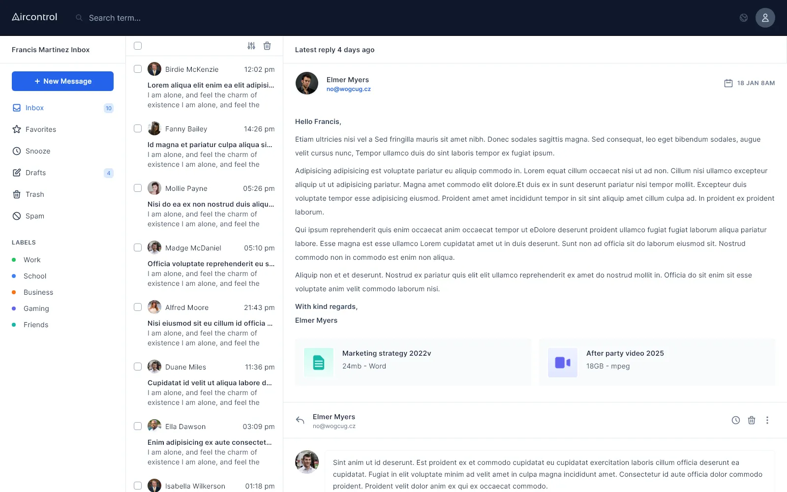 Full width message