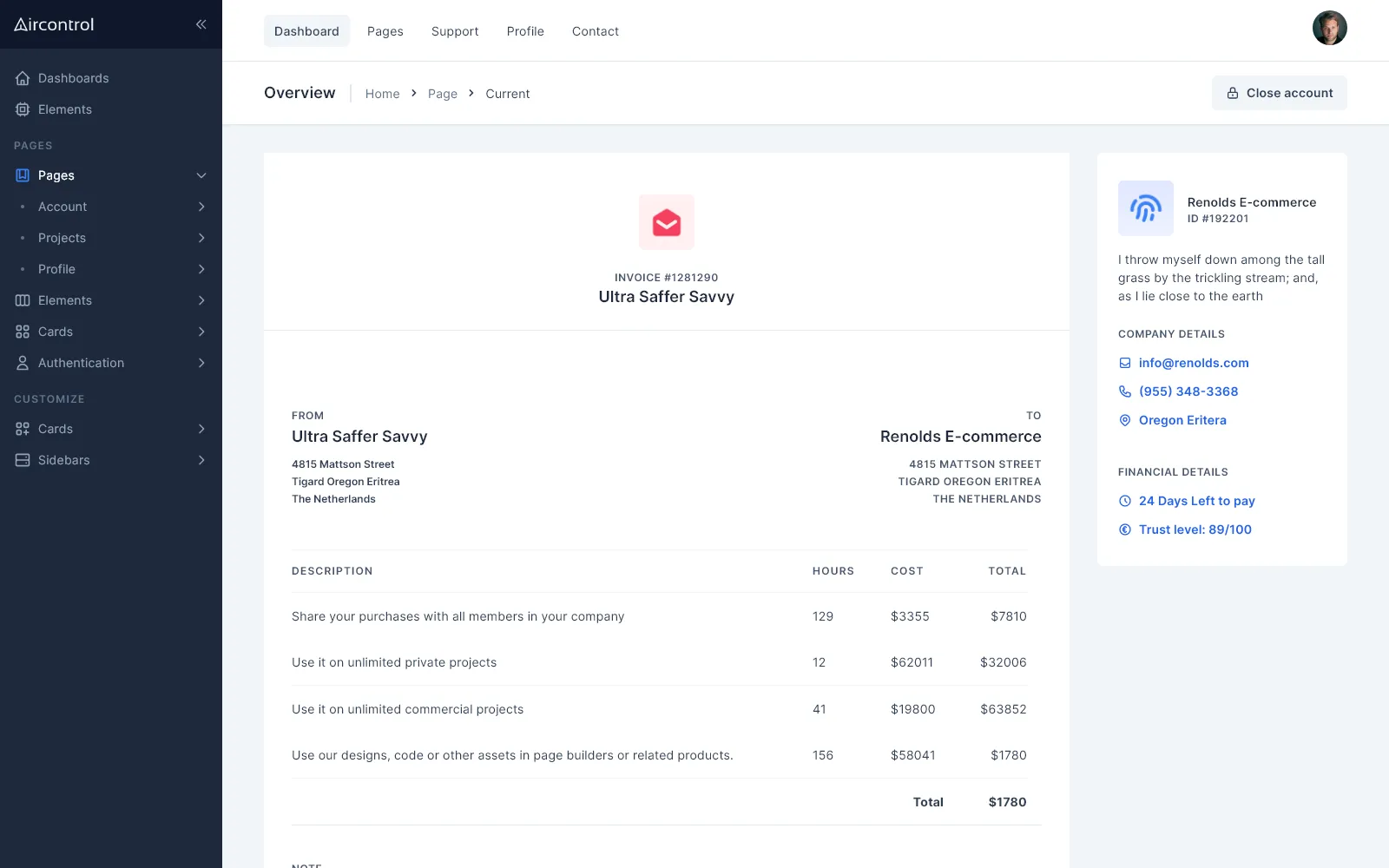 Invoice details