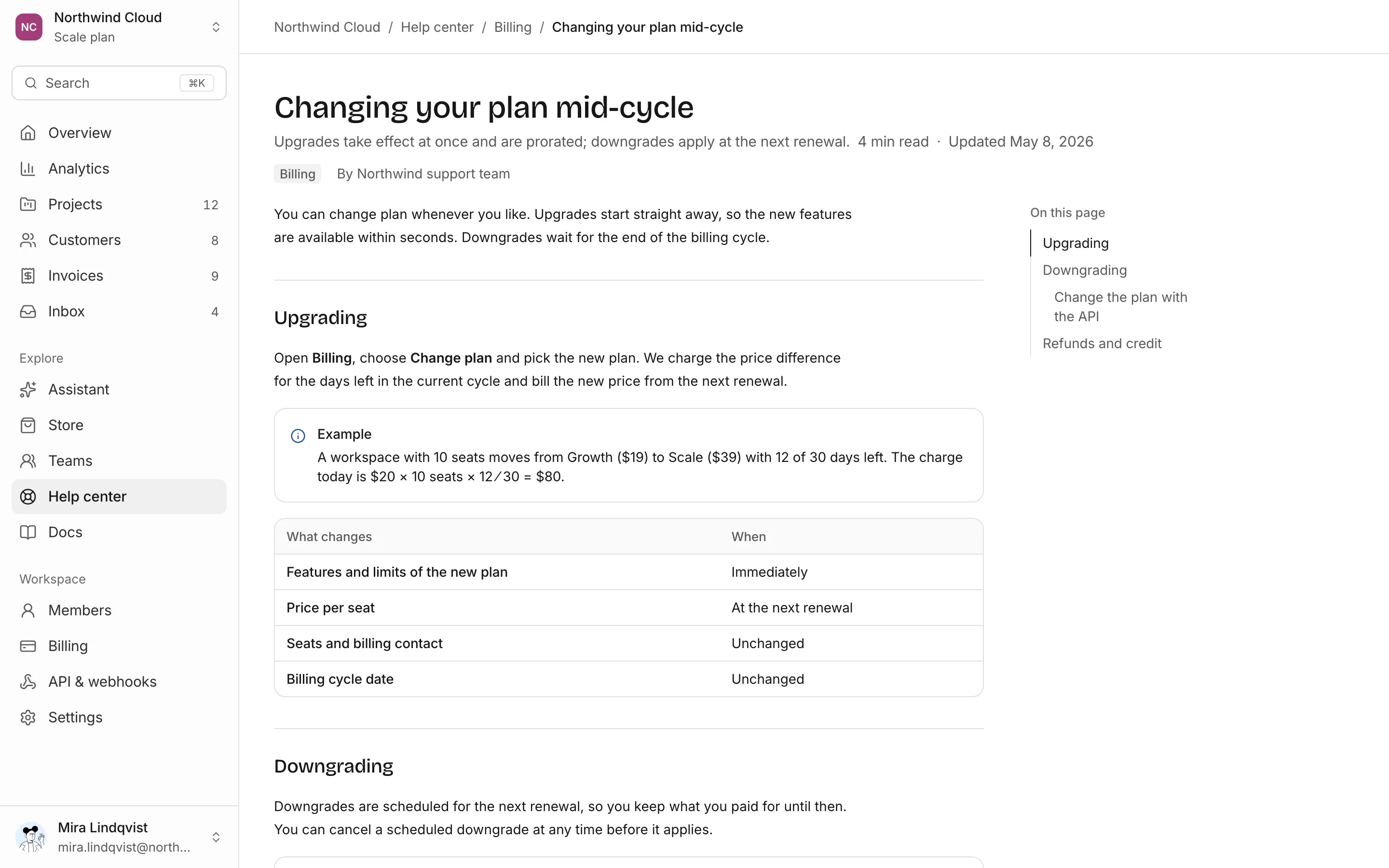 Knowledge article, light mode