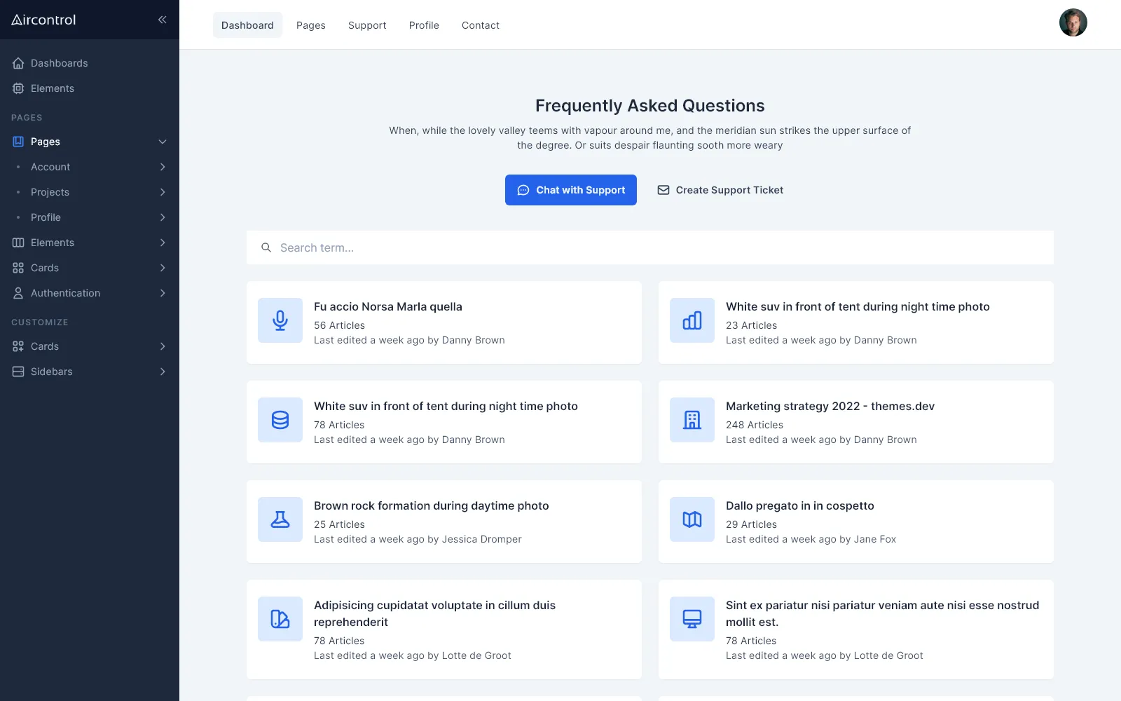 Knowledge dashboard
