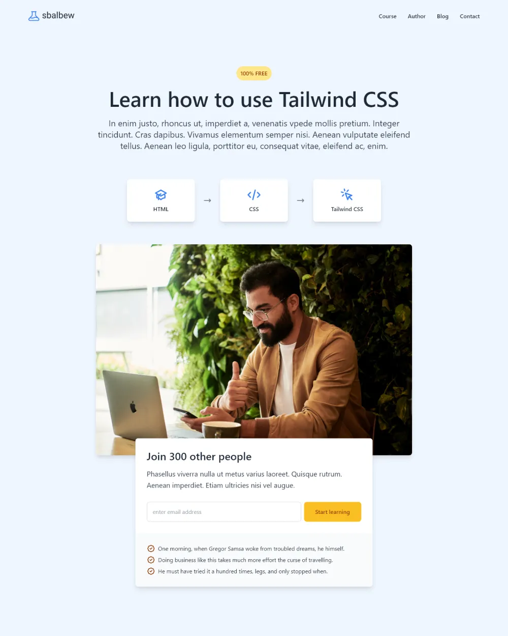 Courses Landing Page preview