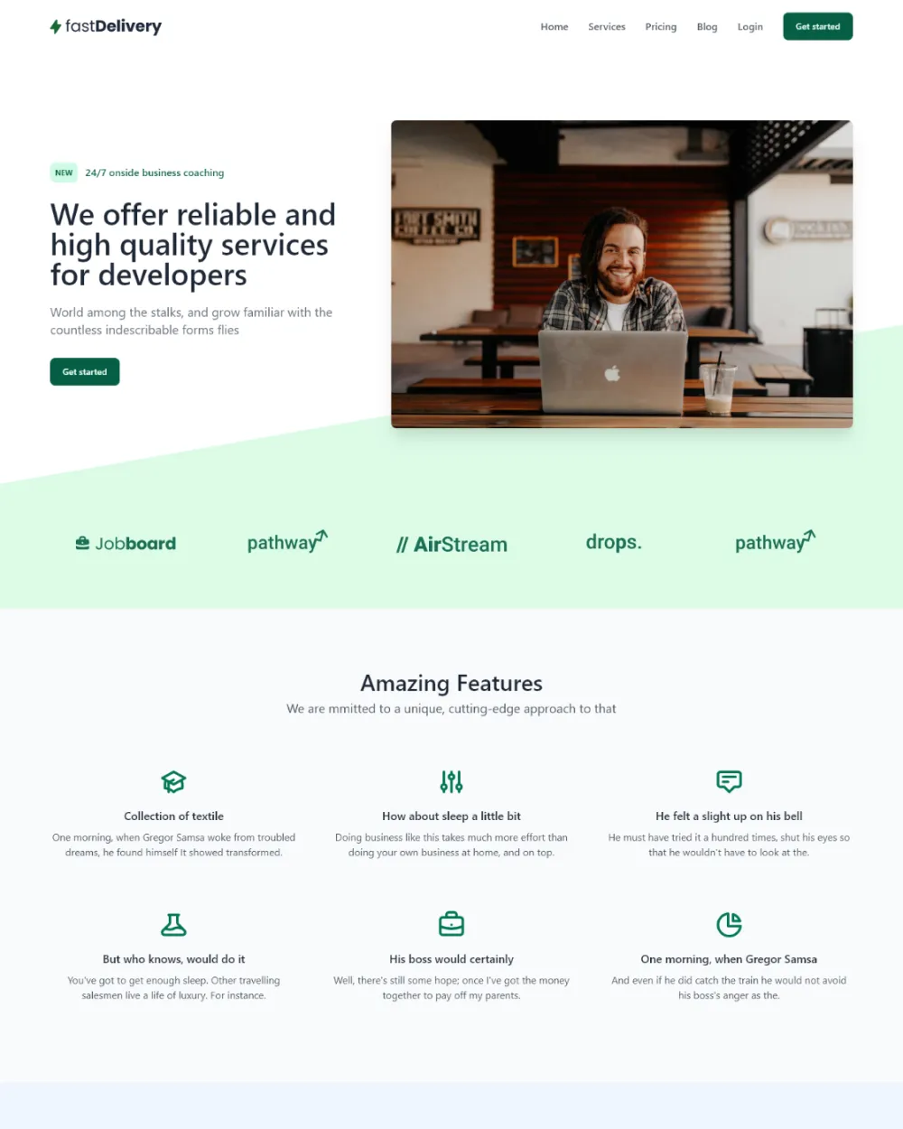 Services Landing Page preview