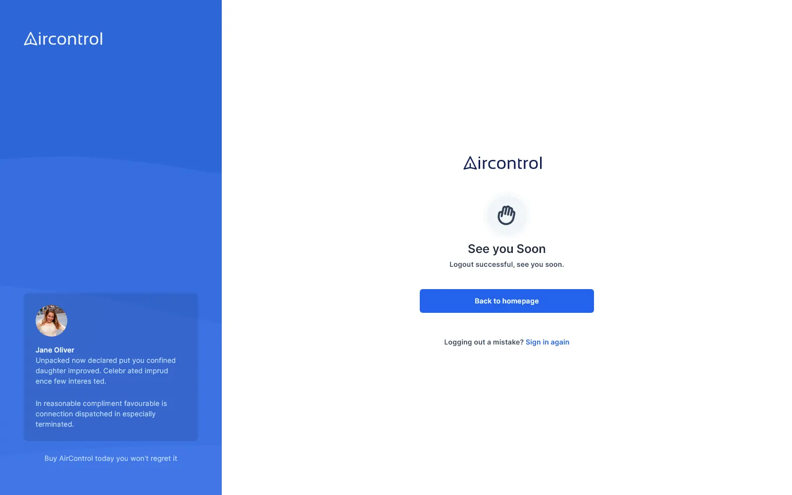 Message logout sidebar