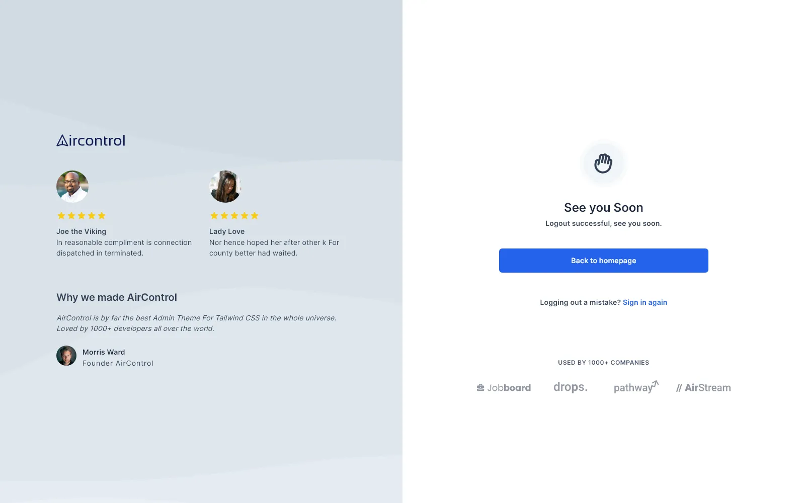 Message logout split