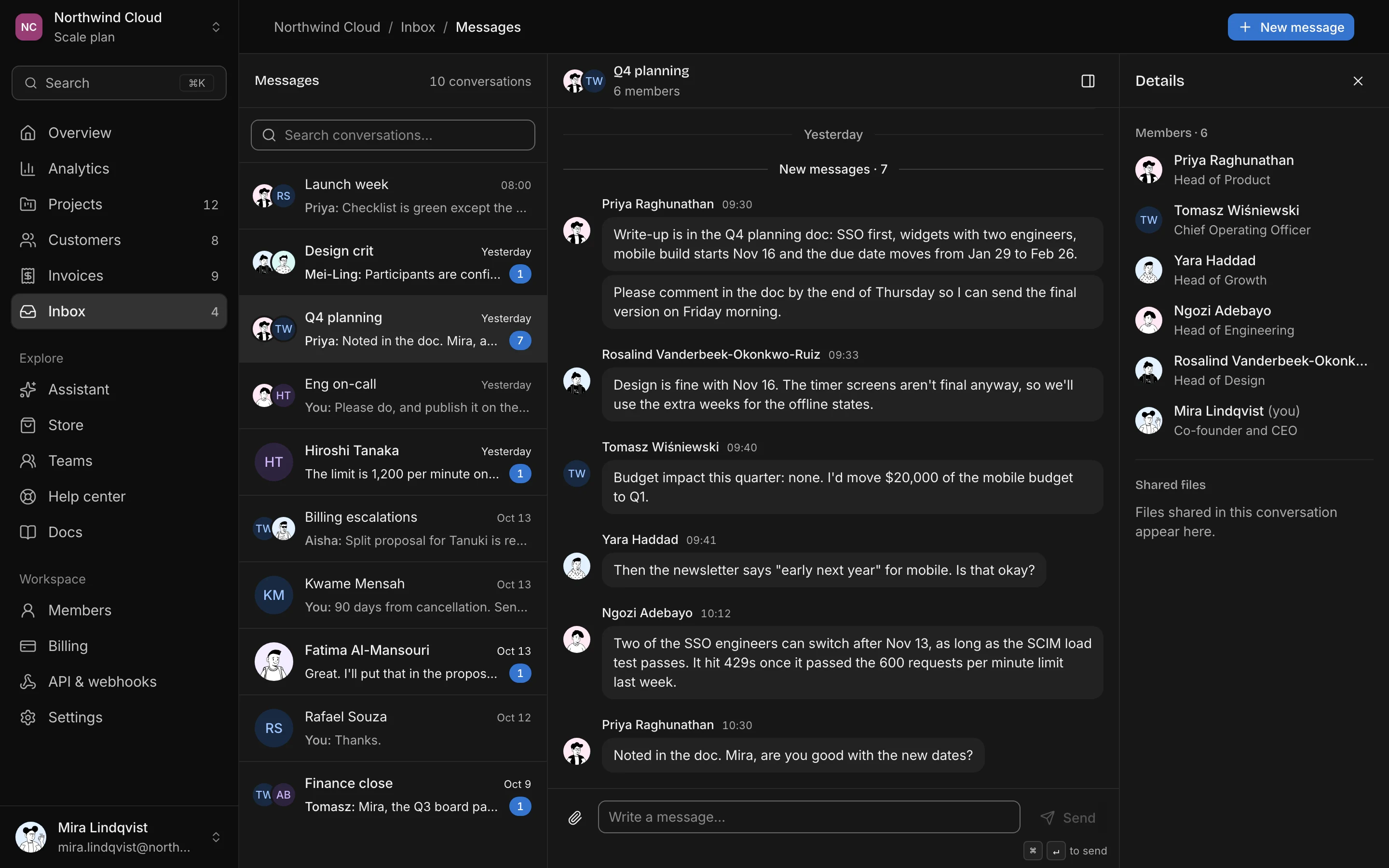 Messages, dark mode