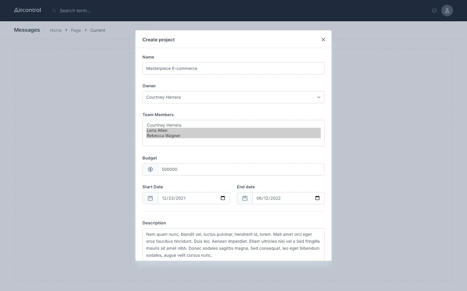 Modal form