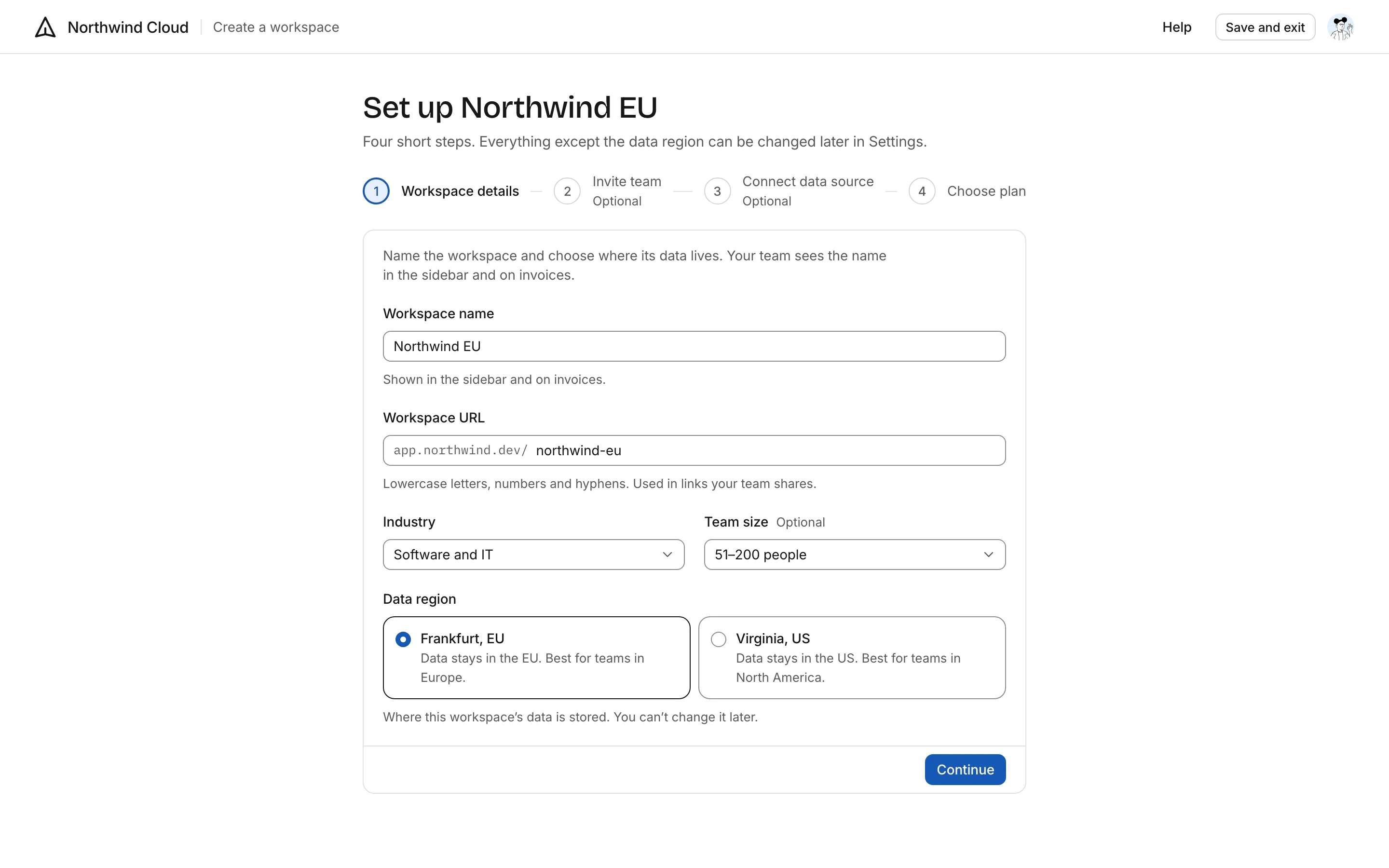 Onboarding wizard, light mode
