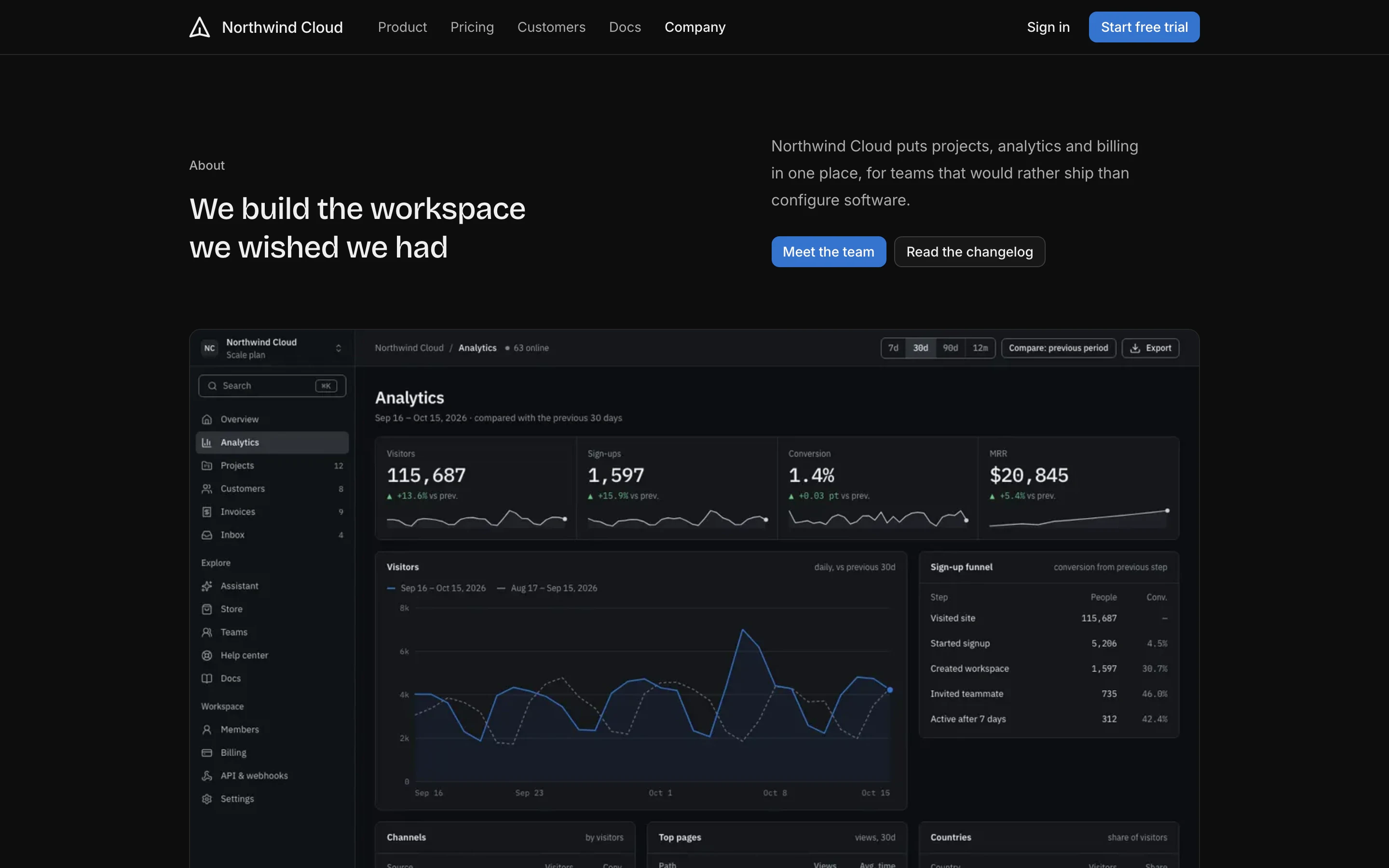 About page, dark mode