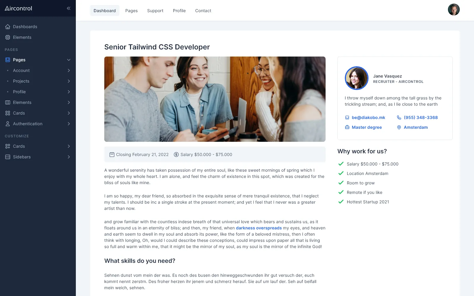 Pages job offer