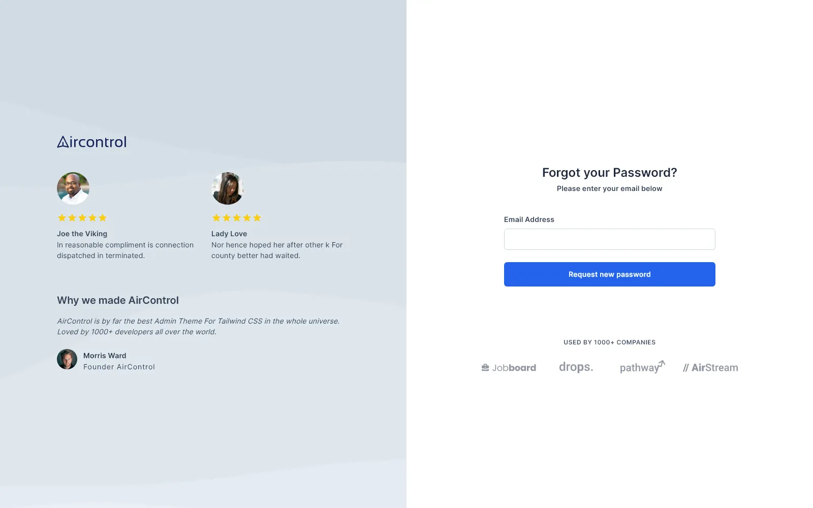 Password forgot split