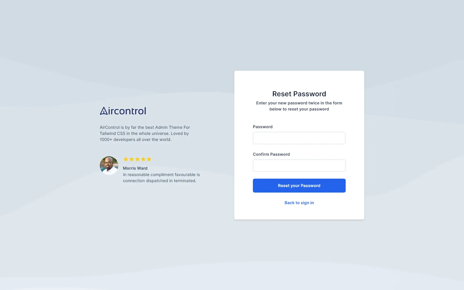 Password reset column