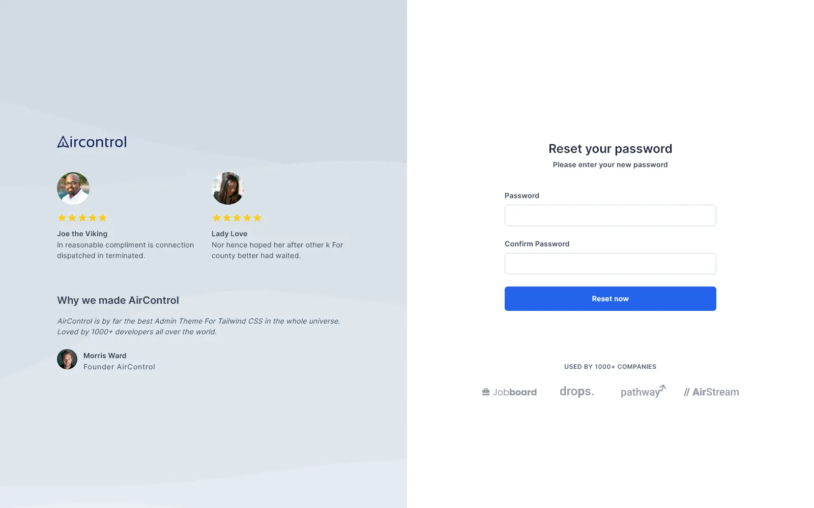 Password reset split