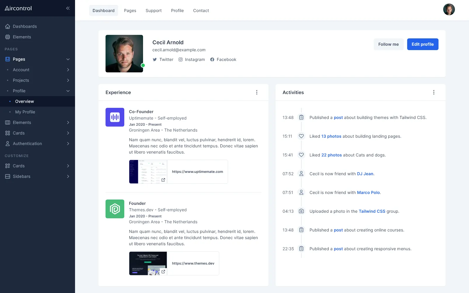 Profile overview