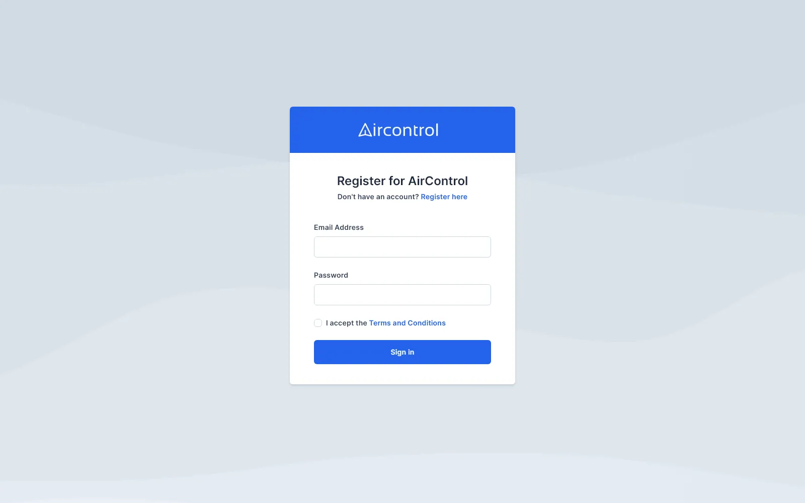 Register with header