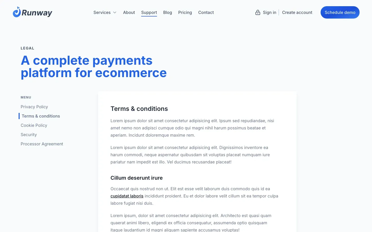 Runway: Sidebar menu