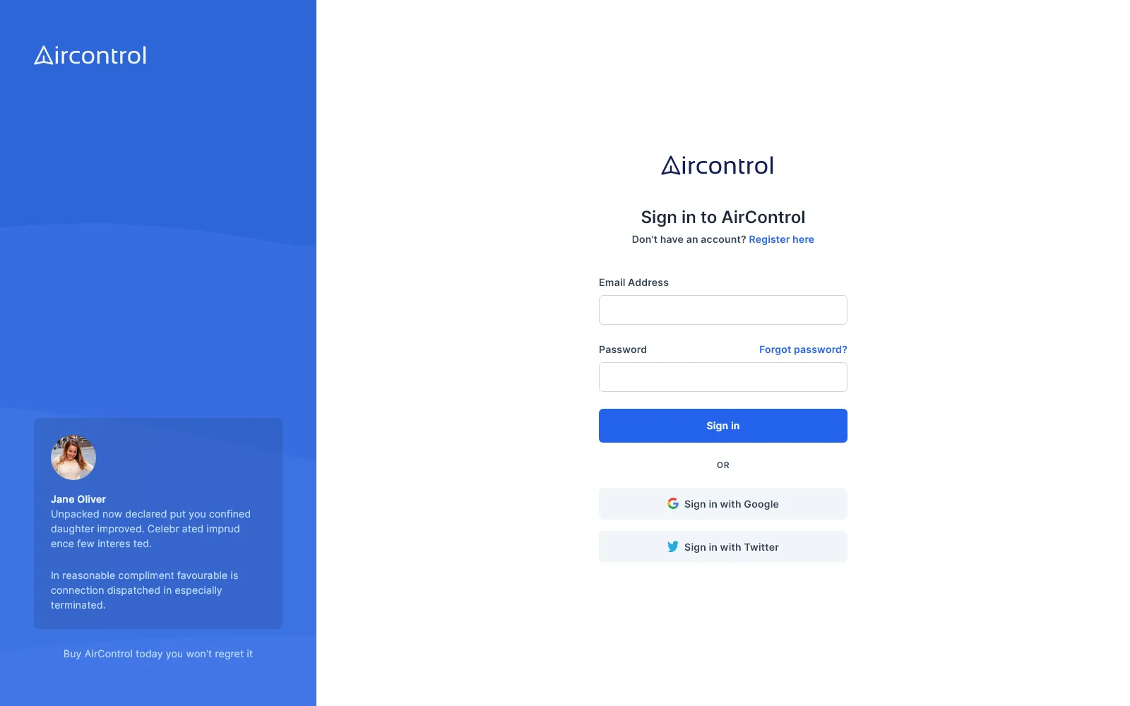 Sign in sidebar