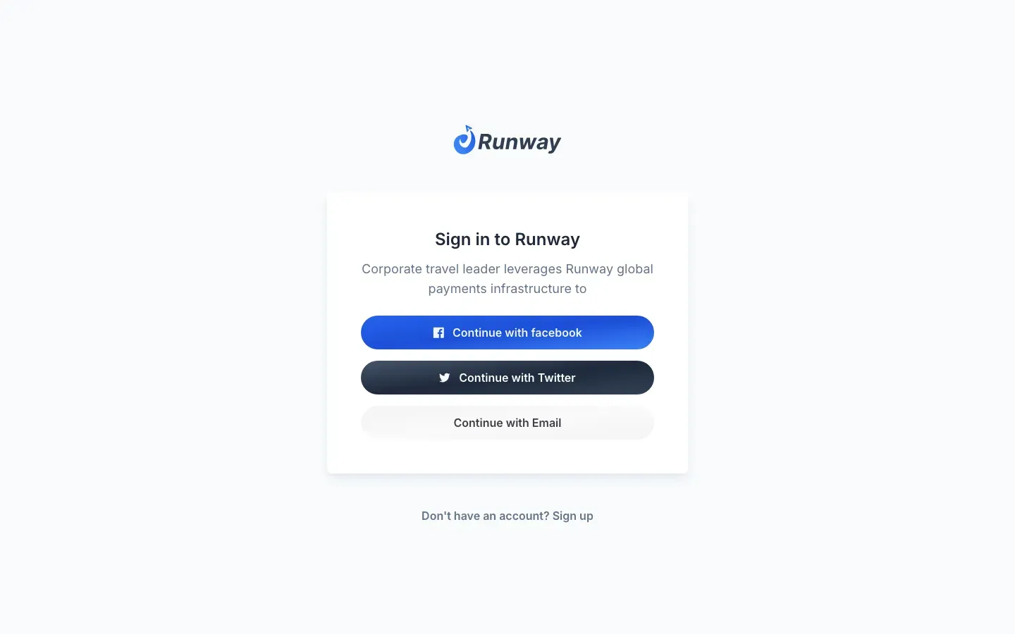Runway: Sign in