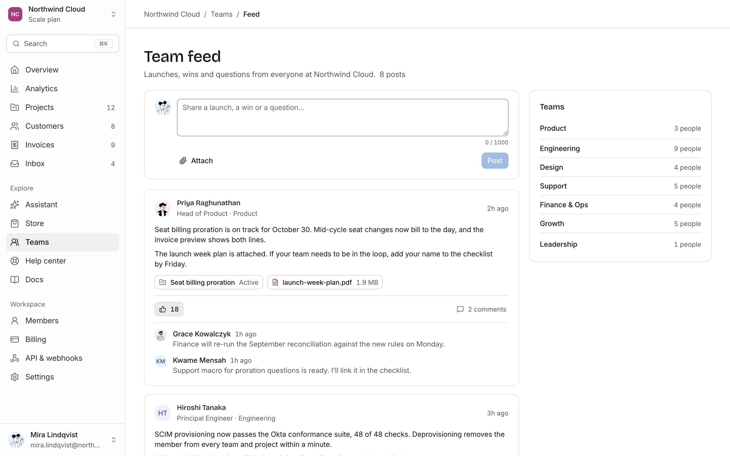 Social feed, light mode