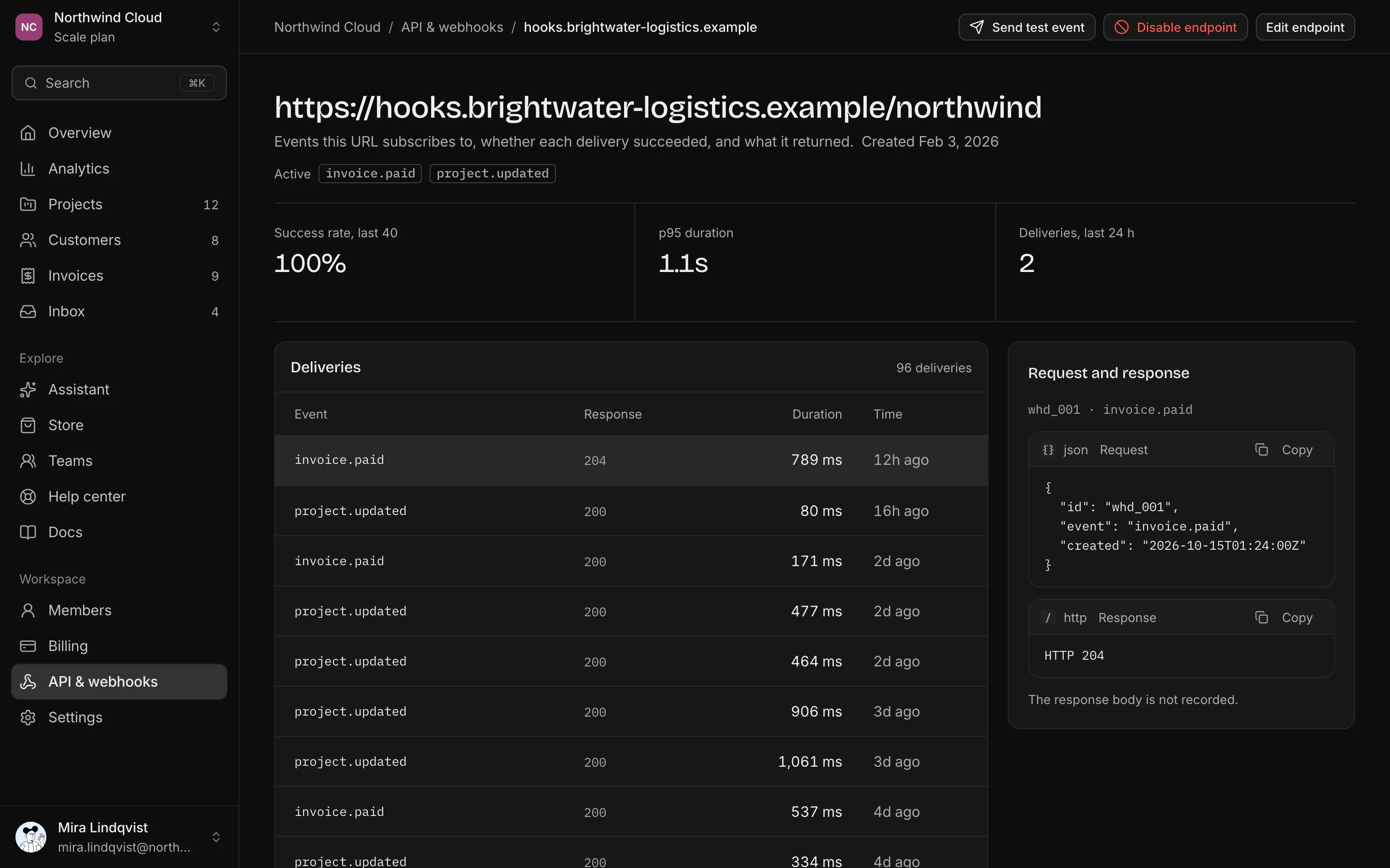 Webhook endpoint, dark mode