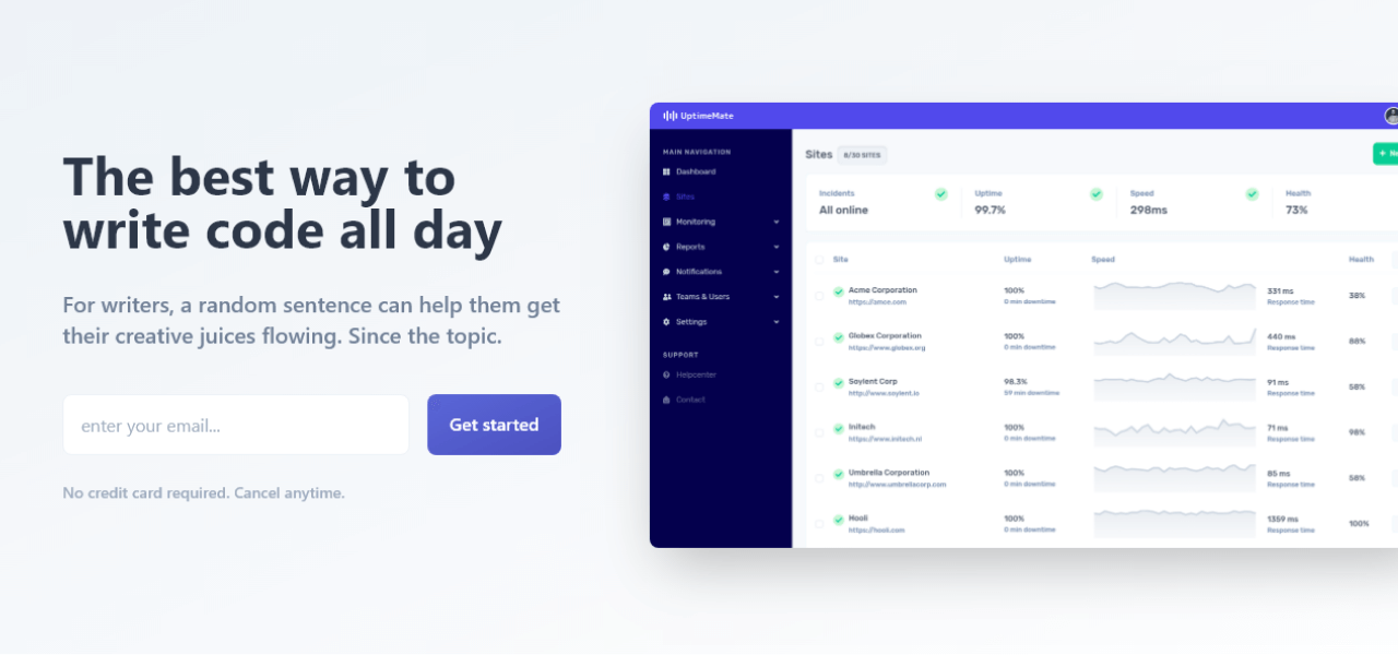SaaS landing page template made in Tailwind CSS
