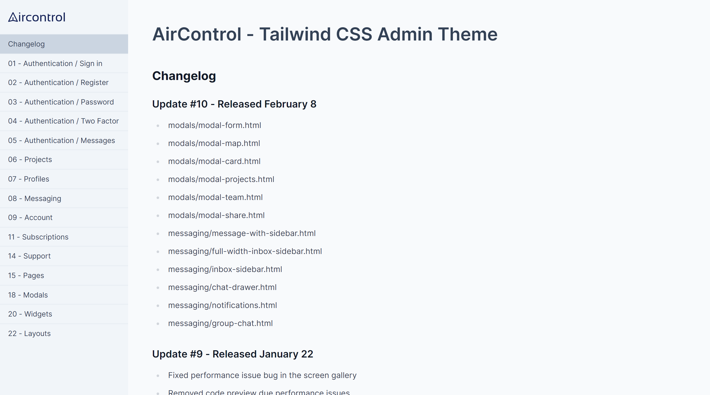 AirControl file structure