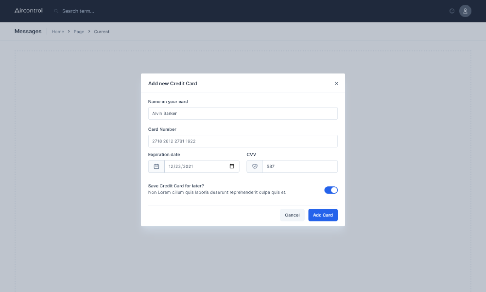 Modal Credit Card