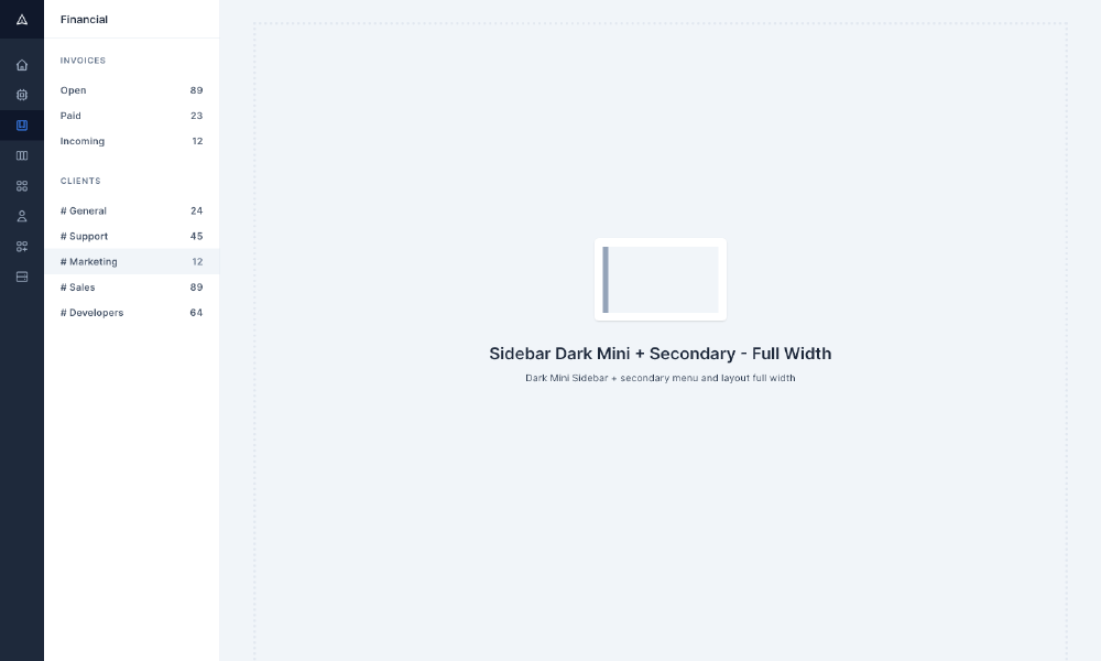 # Sidebar - Dark Mini Secondary