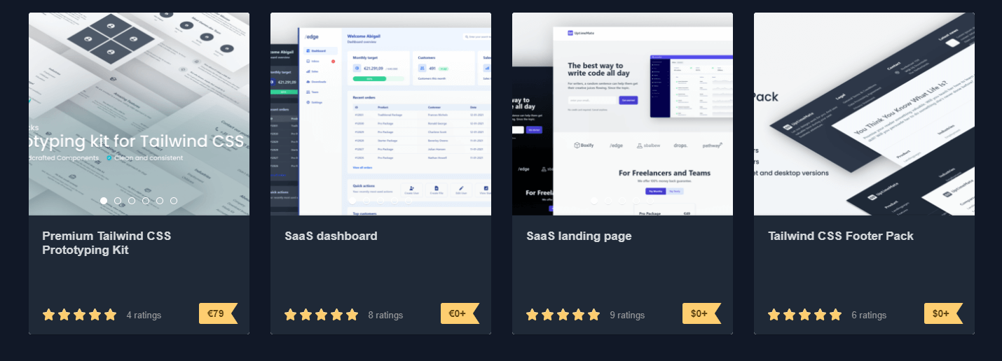 Screenshot of themes.dev ratings on gumroad